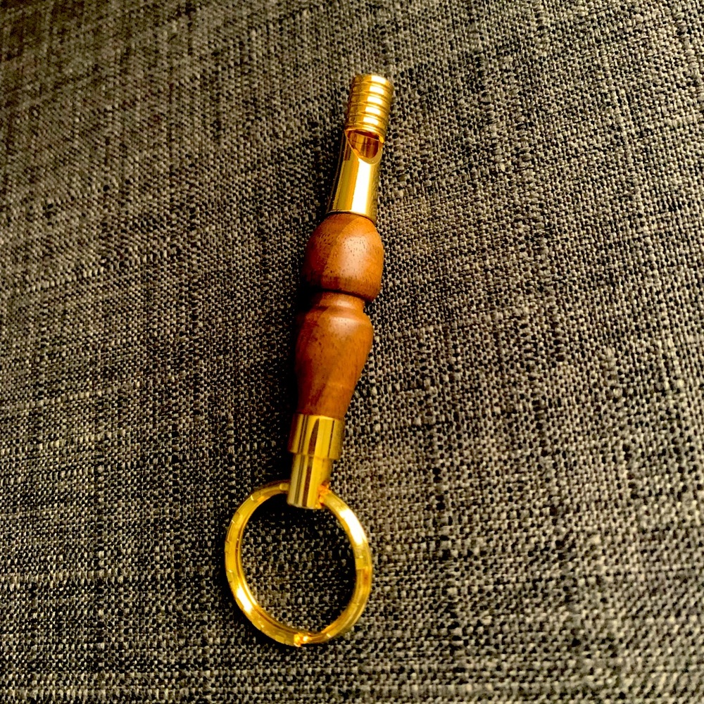 Brass Whistle and wood key chain